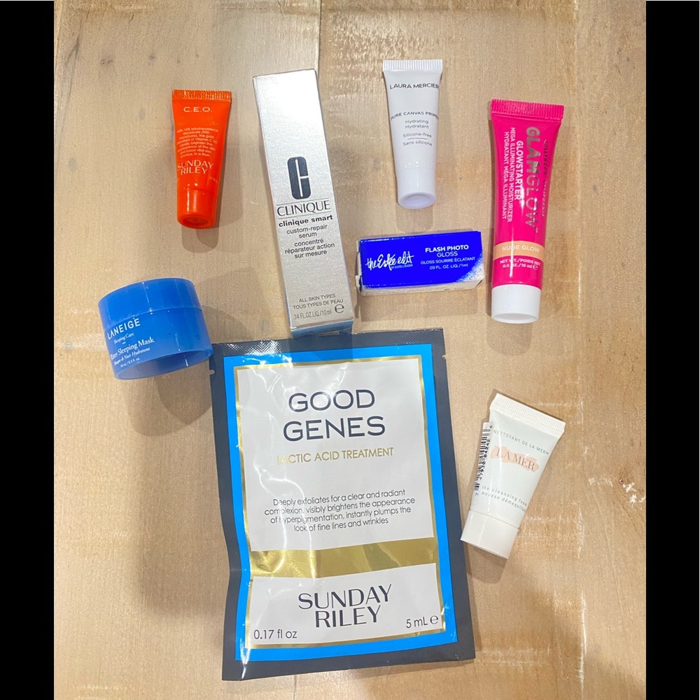 8 Lot skincare designer makeup LA MER SUNDAY RILEY LANEIGE ESTEE EDIT CLINIQUE